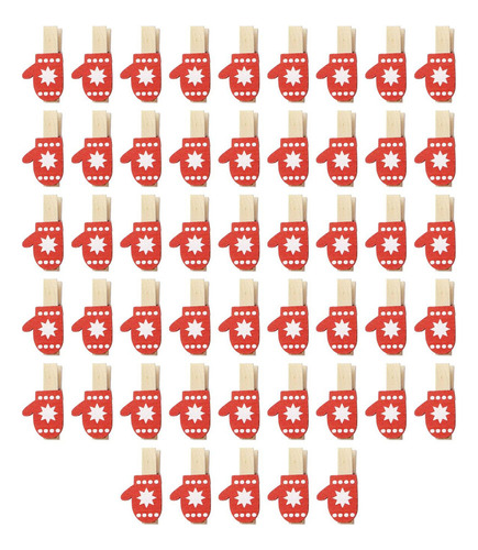 50 Uds. Clips De Madera Navideños Clips Navideños Guantes