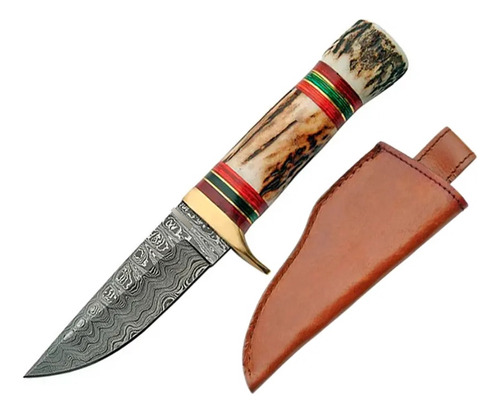 Cuchillo Szco Con Detalles Colores + Funda Marrón Febo  