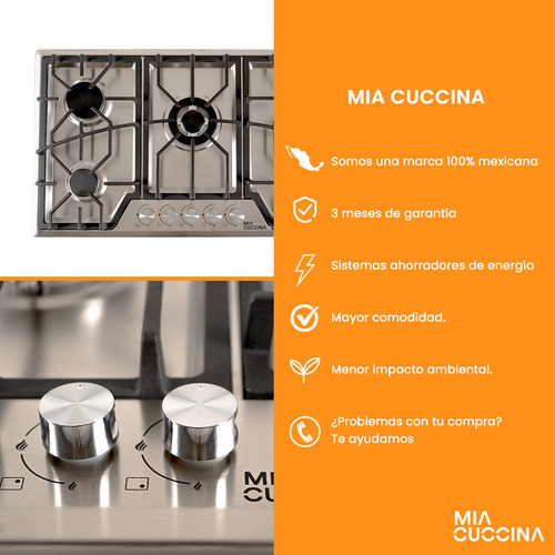 Parrilla a gas Mia Cuccina acero inox plateada 127V