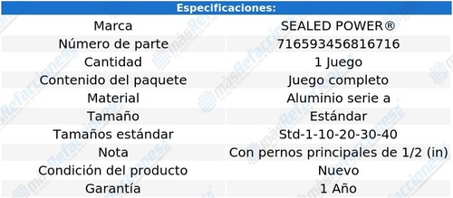Jgo Metales Bancada Std Cutlass Salon V6 3.8l 78 Al 80 S P