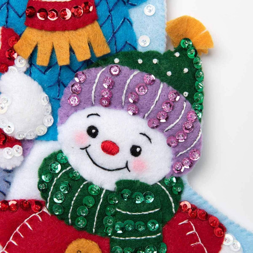 Bucilla Original. Bota Navideña Muñecos De Nieve. Navidad