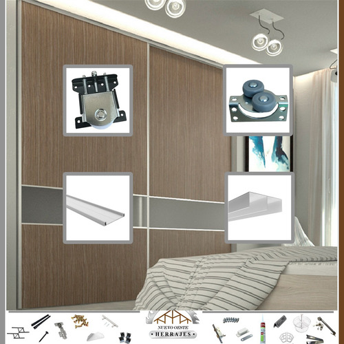 Kit Frente Placard Corredizo Sin Manija 1,5mts Aluminio