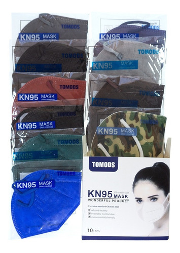 Imagen 2 de 8 de Cubrebocas Kn95 Tomods Mascarillas Certificados Caja 10 Pzs