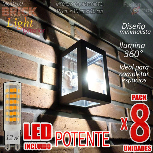 Artefacto Iluminacion Exterior Moderno Farol Led 12w Pack X8