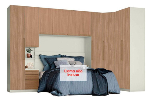 Quarto Casal Modulado Qmh04 6 Peças Areia/jequitibá-henn