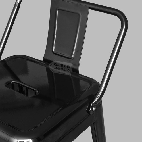 Set De Bancos Tipo Tolix Juego De 4 De Piezas Barra Cocina Laqueado Negro