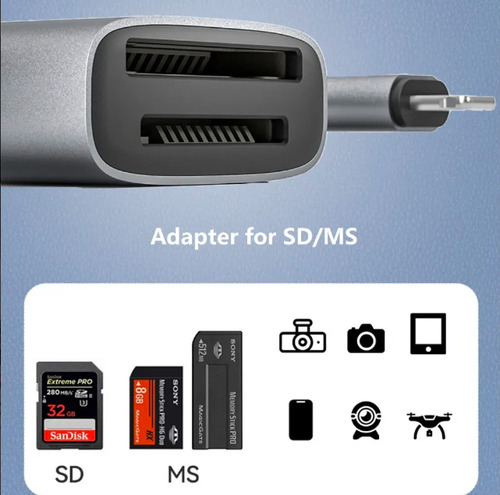 Leitor Usb C Memory Stick Pro Duo Compatível Com iPhone 15
