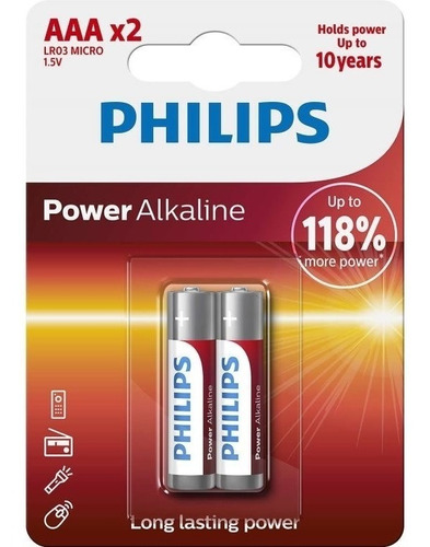 Pila Bateria Aaa Triple A Alcalina Philips Blister X2und