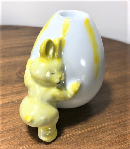 Imagem 5 de 9 de Kit 3 Coelhos Porta-vela Porcelana - Páscoa
