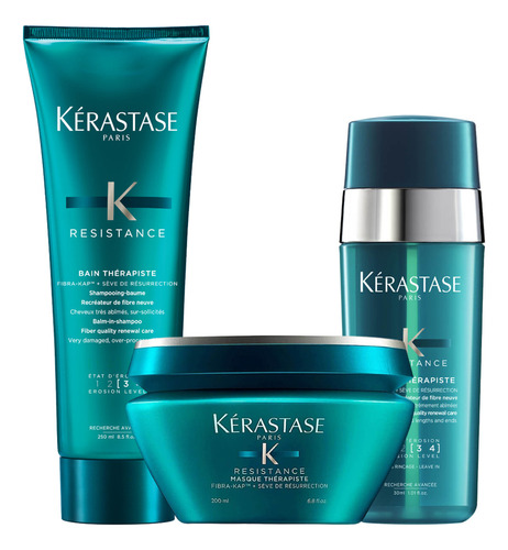 Shampoo Kerastase Resistance Therapiste +masque +serum Combo