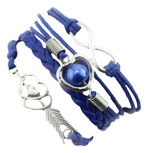 Pulsera De Cuero Envejecido K Heart Pearl Friendship 1909