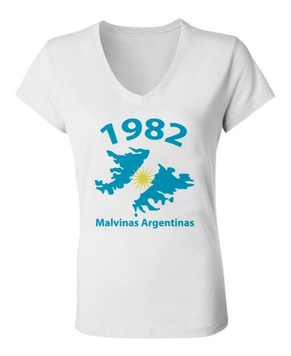 Remera Mujer Escote V Spun -  1982 Malvinas Argentinas