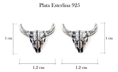 Aretes Calavera Craneo De Toro Bull Hombre Mujer Plata S925