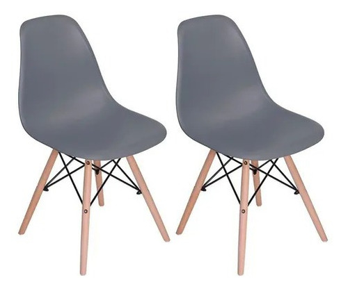 Kit Sillas Eames Madera Comedor Sala Paquete X 2 Color de la estructura de la silla Gris