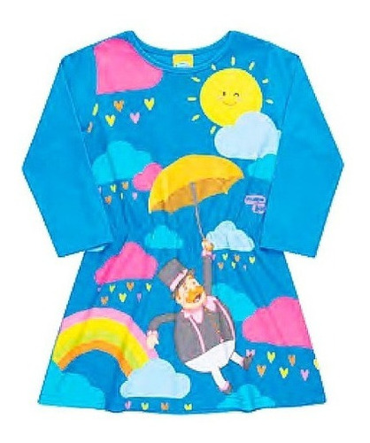 Vestido Infantil Menin Inverno Meia Malha Mundo Bita Familia