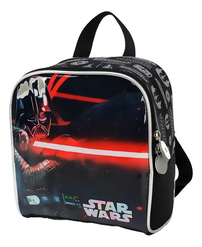 Imagem 3 de 5 de Mochila Star Wars Rodinha E Costas Lancheira Térmica Lápis