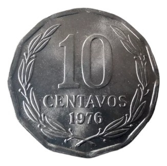 Moneda Chile 10 Centavos 1976 Aluminio Casi Unc (x