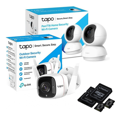 Combo Seguridad Tp Link Camara Tapo C200 + C310 + X2 Sd 64gb