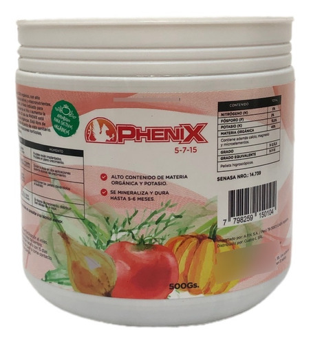Phenix  500 Gr Fertilizante Orgánico Para Floración G 5-7-15