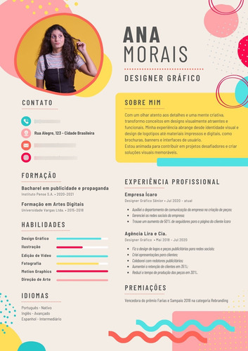 Kit De Currículos Estilosos Coloridos Para Todas As Áreas