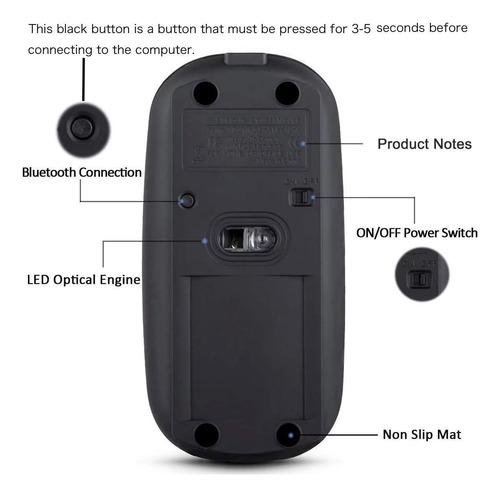 Ratón Bluetooth Recargable Klo Para Ratón Inalámbrico Para (