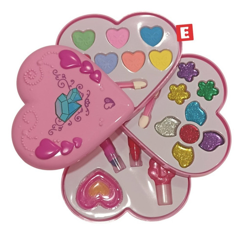 Maquillaje Nenas Infantil Set Completo Corazon 3 Pisos Puppa