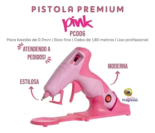 Pistola Cola Quente Artepunto PC006 Ponta Fina Sem Fio Rosa 7mm