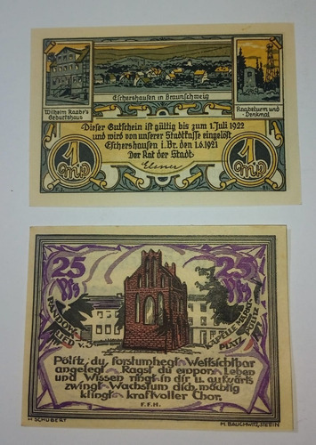 2 Notgeld Alemania 1922 Unc 1922