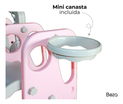 Centro De Diversión Infantil Resbaladilla Columpio Canasta Color Rosa