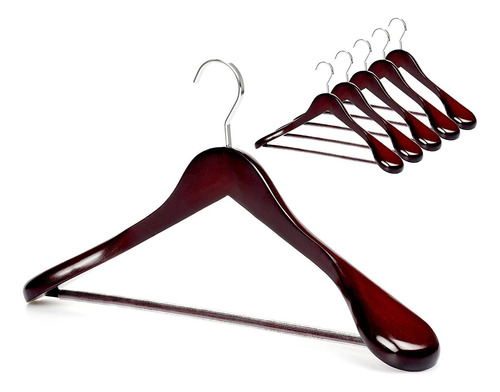 Topia Hanger Juego De 6 Perchas De Madera De Caoba De Lujo,