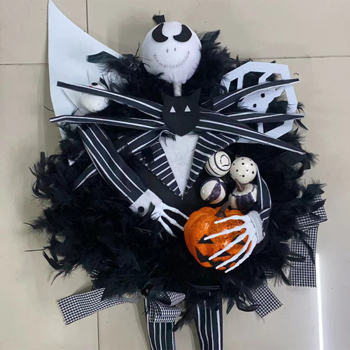 Porta Da Frente Da Guirlanda De Halloween De Jack Wreath