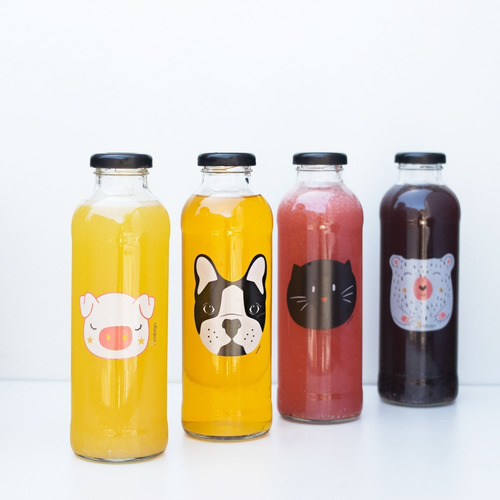 Botella Vidrio 500ml Ecológica Diseño Gato Cat