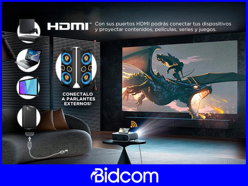Proyector Gadnic 2500 L Portable Full Hd Hdmi Usb Notebook Color Blanco/Negro