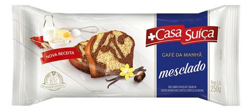 Bolo Casa Suíça Café da Manhã Mesclado de chocolate e baunilha em pacote 250 g
