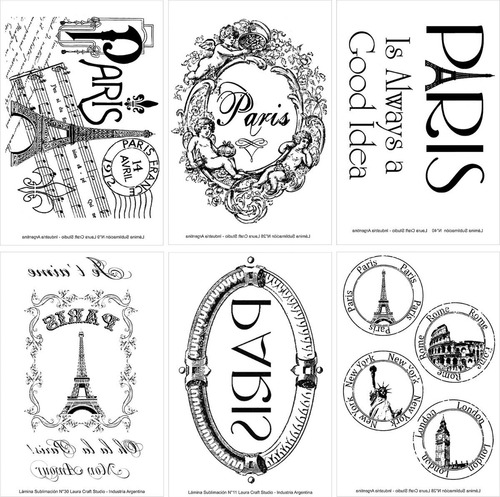 Imagen 1 de 9 de Sublimación Set Paris Vintage X 6 Laura Craft