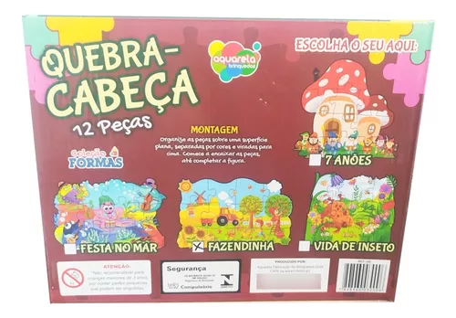 Jogo Quebra Cabeca Colecao Formas 12 Pecas Madeira - Aquarela