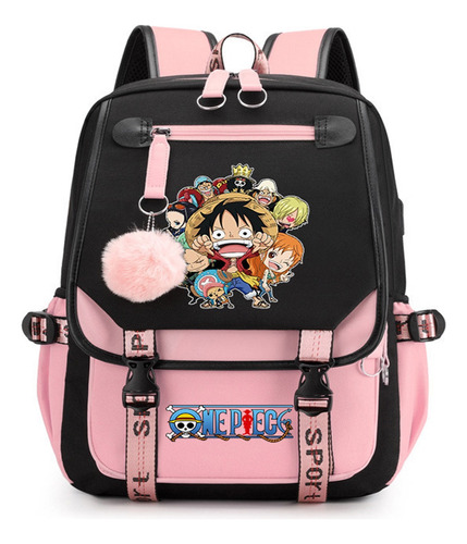 Fwefww Mochila Usb Juvenil Anime One Piece