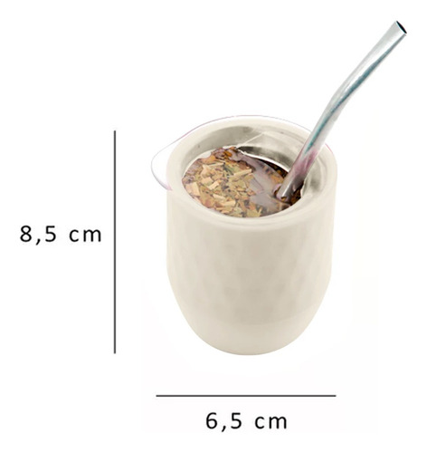 Mate Termico Bombilla Tapa Antivuelco No Se Lava Mateava Color Blanco