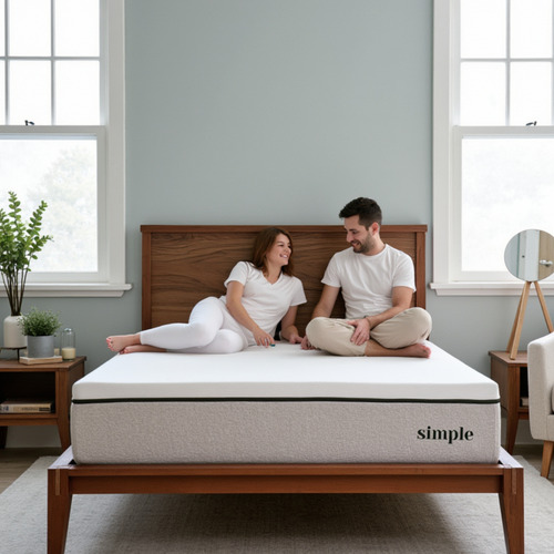 Simple Colchón Memory Foam Queen 25 Cm, Firmeza Media