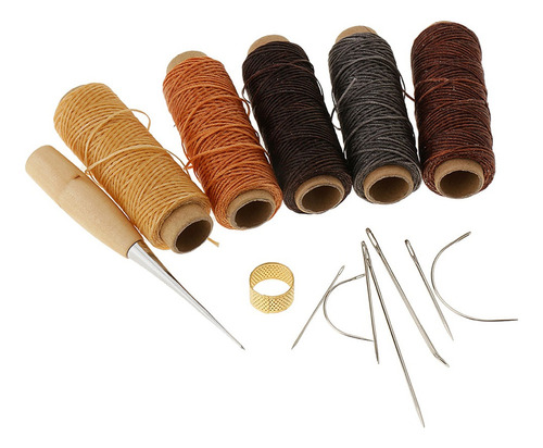 14 Piezas / Set Hilo Encerado De Cuero Hilo De Coser Agujas