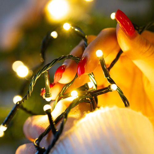 Serie De Luces Navideñas 300 Leds (13.5m) Con 8 Modalidades Luces Cálida