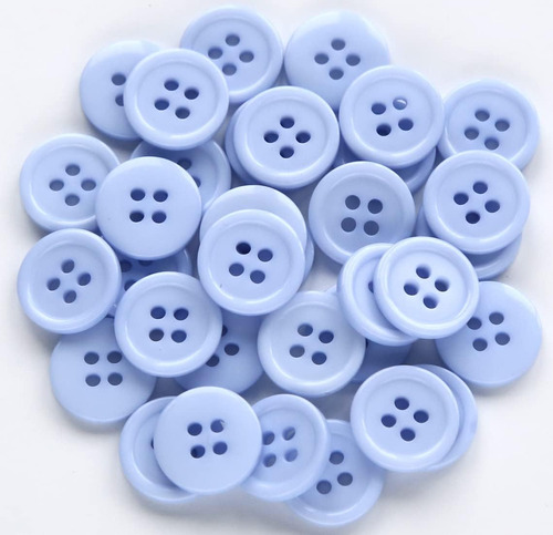 Botones Ganssia De 15 Mm, Para Coser, X160 Uni, Azul Claro
