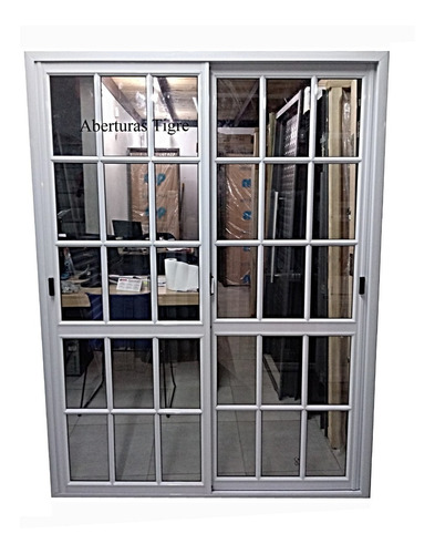 Puerta Ventana Aluminio 150x200 Vidrio Repartido Con Reja