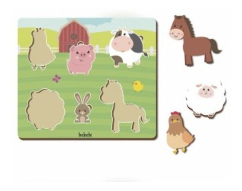 Imagem 2 de 6 de Brinquedo Educativo Quebra Cabeça De Encaixe Fazendinha
