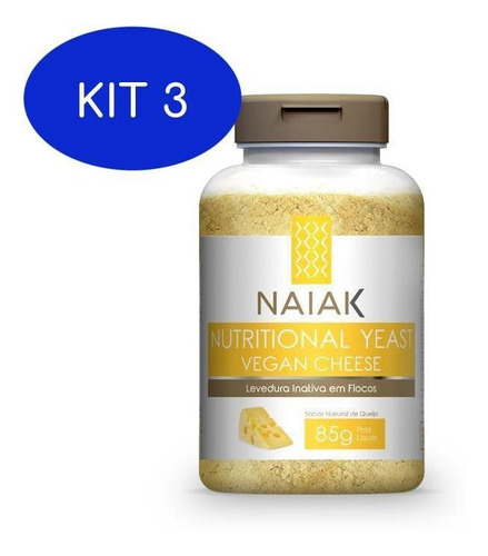 Kit 3 Nutritional Yeast Vegan Cheese Naiak 85g