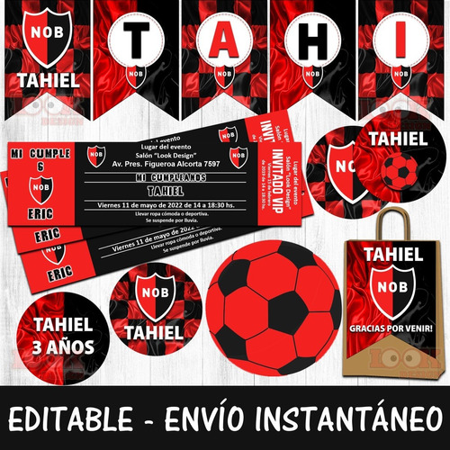 Kit Imprimible Candybar Newells Old Boys Nob Fútbol Editable