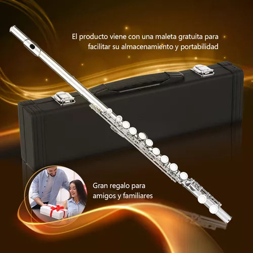 Flauta Transversal De 16 Llaves En Do Ideal Para Músicos Plateado