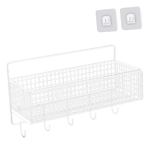 Cesta De Alambre De Acero Resistente, L Blanca Con Gancho