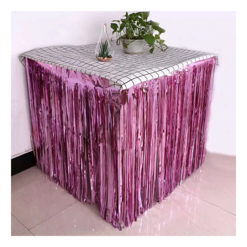 Cortina Tira Lluvia Metalizada P/ Mesa 2.75m X 75cm Cod 093 Lila