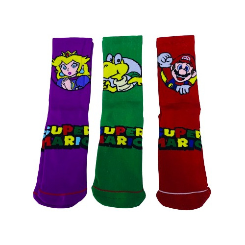 Calcetas De Super Mario Bros, Peach, La Pelicula  3 Pares